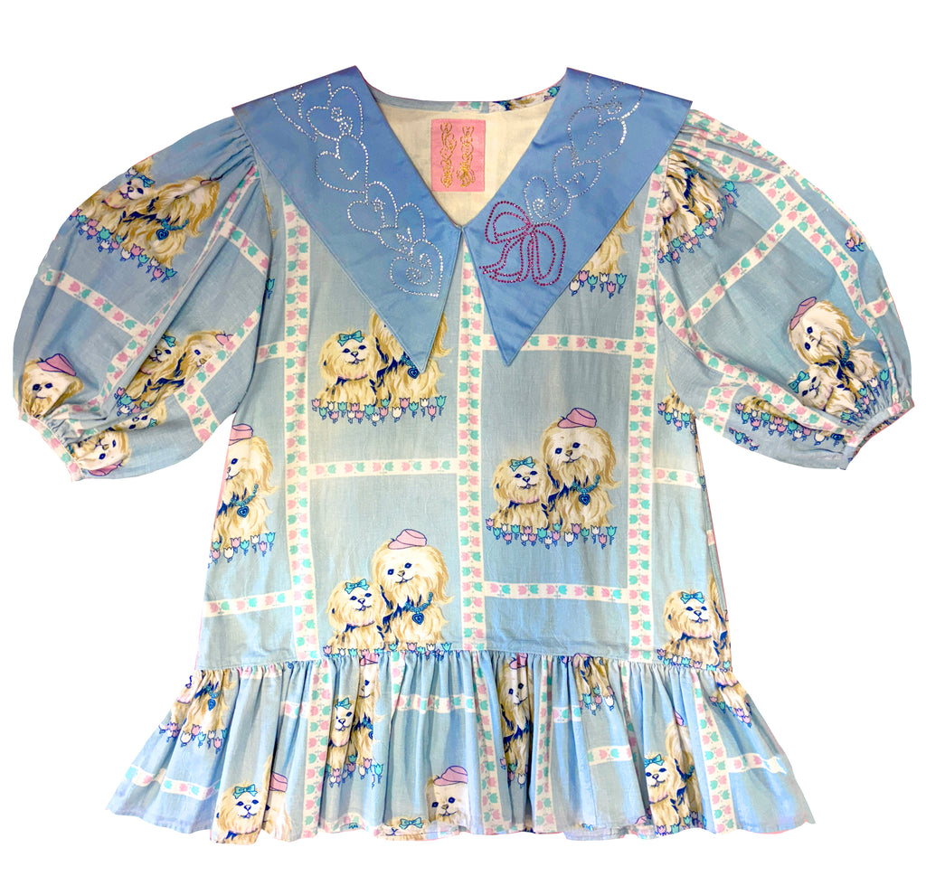 Cute Puppies Party Dress with Rhinestone Collar *SAMPLE*