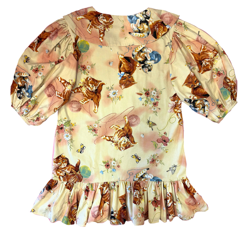 Playful Kittens Party Dress with Rhinestone Collar