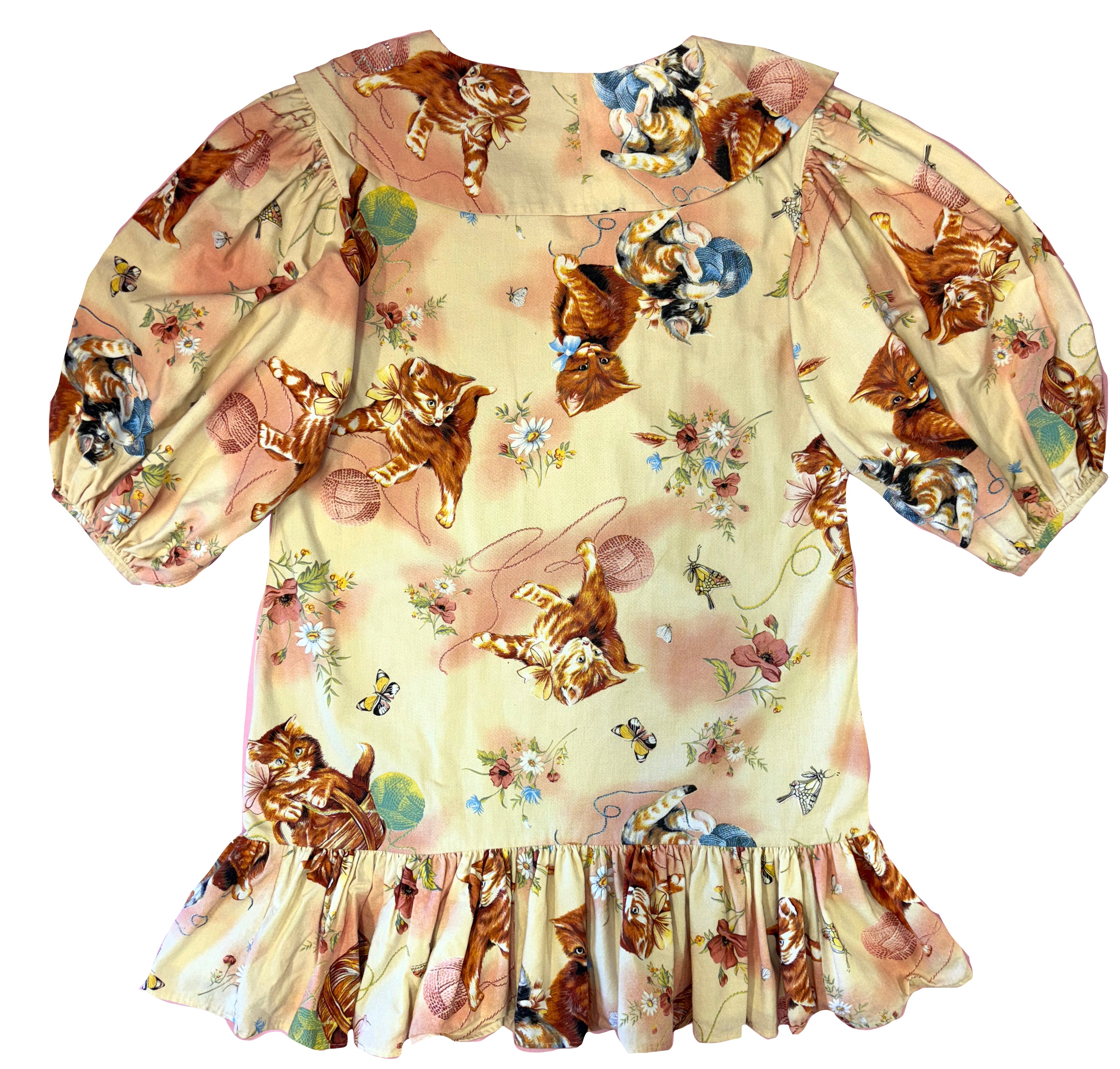 Playful Kittens Party Dress with Rhinestone Collar