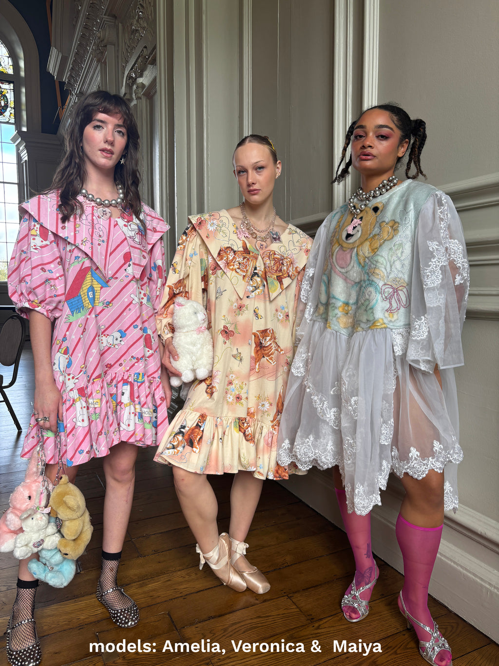 Rhinestone Fleece Sheer Lace Dress