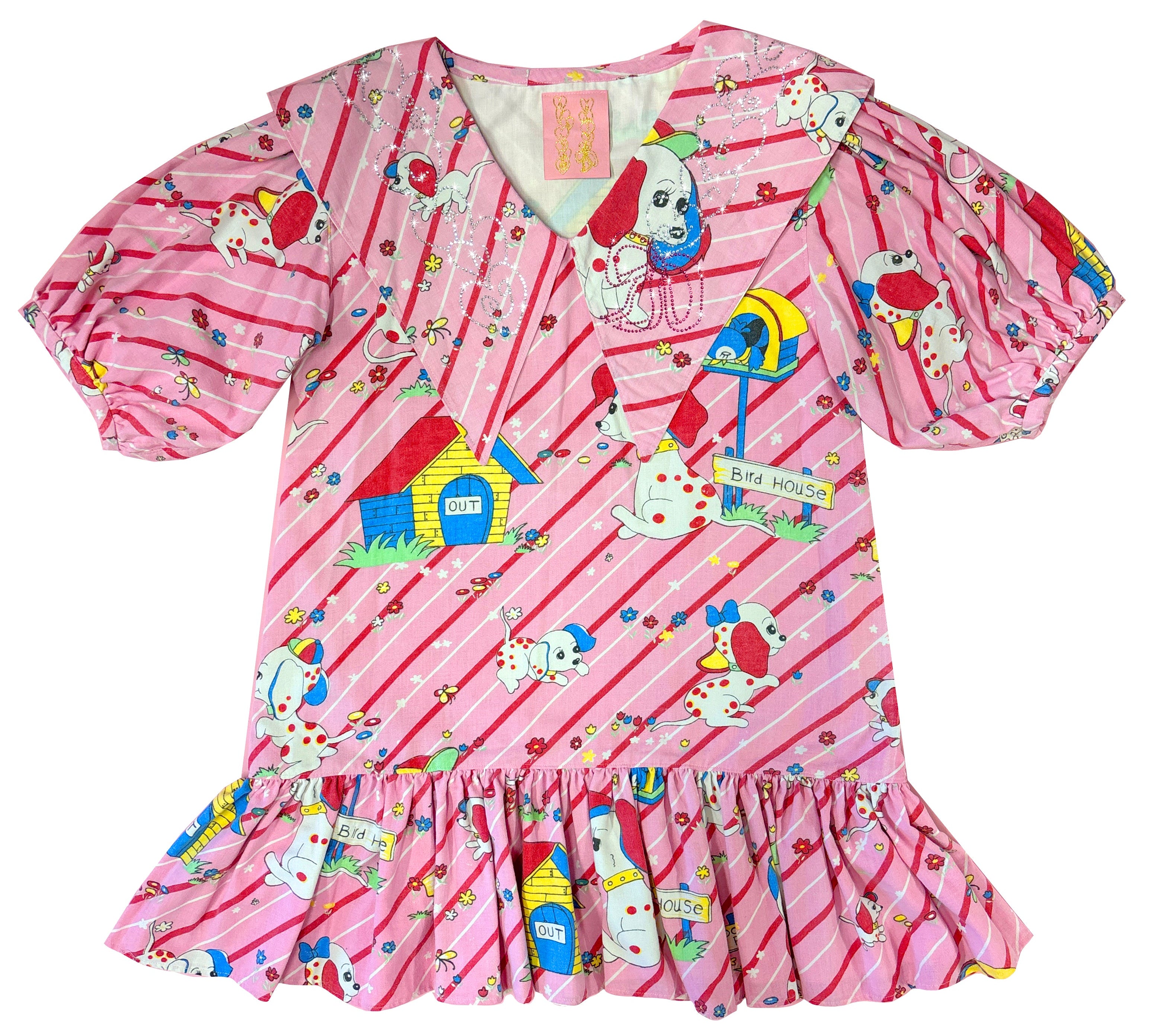 Cute Puppy Party Dress with Rhinestone Collar