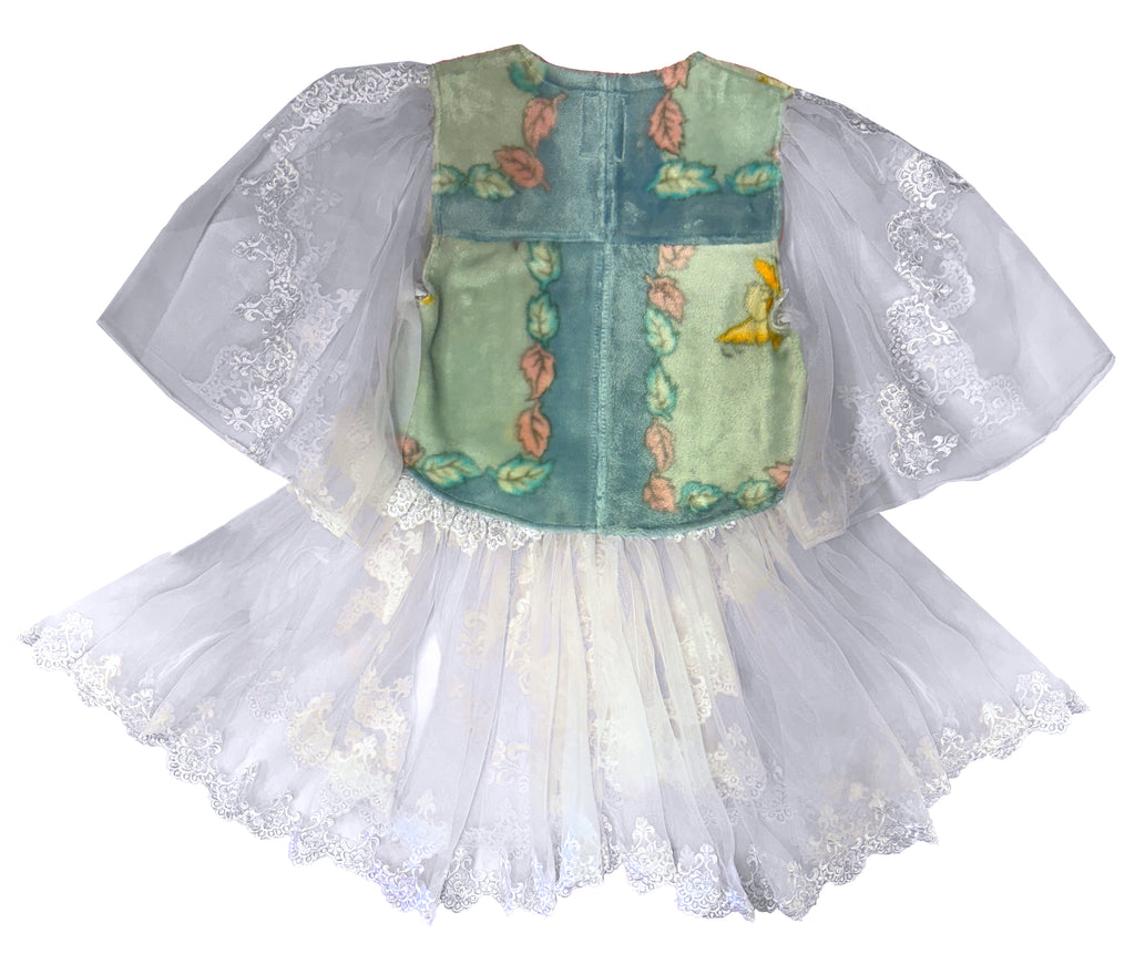 Rhinestone Fleece Sheer Lace Dress