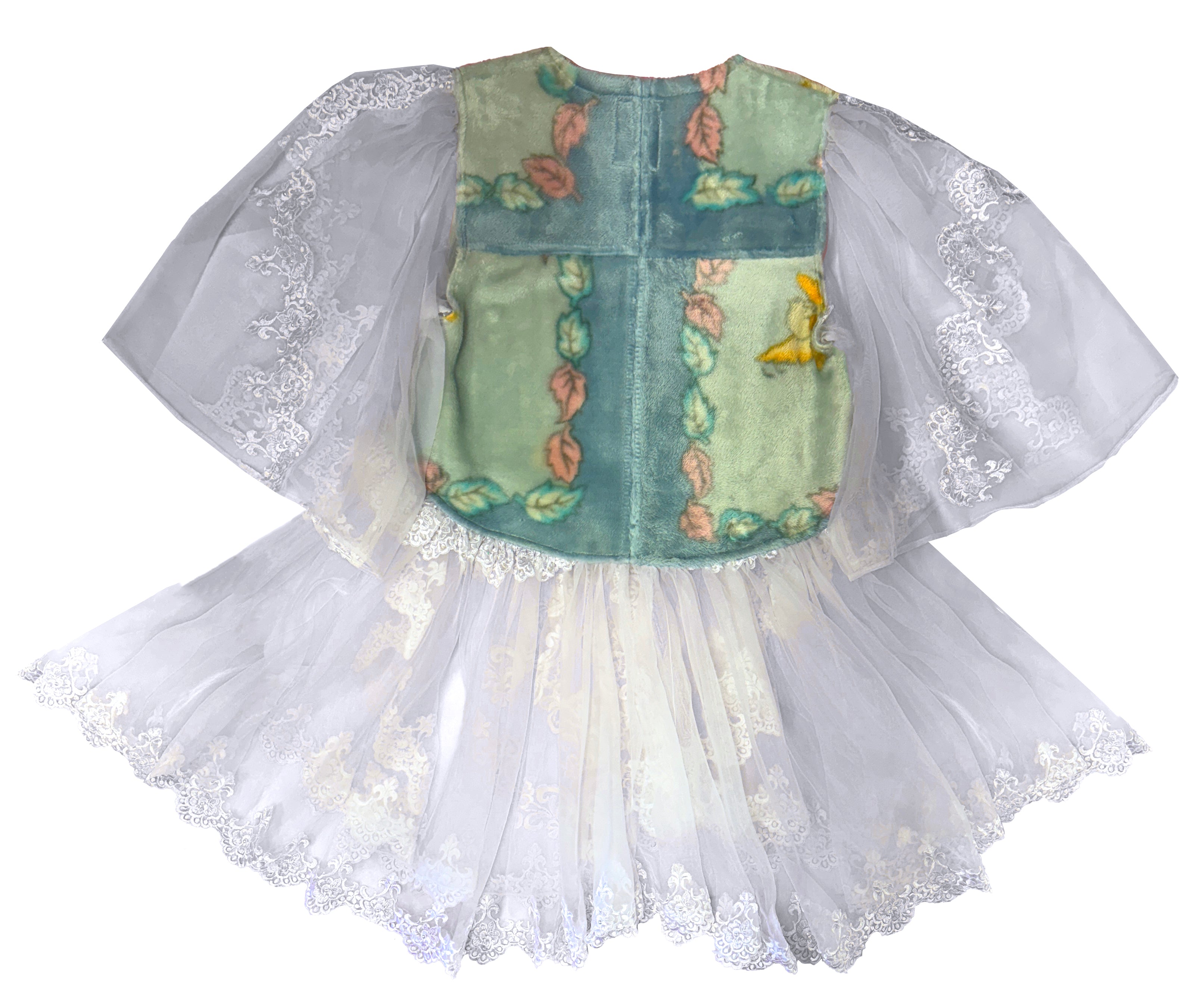 Rhinestone Fleece Sheer Lace Dress