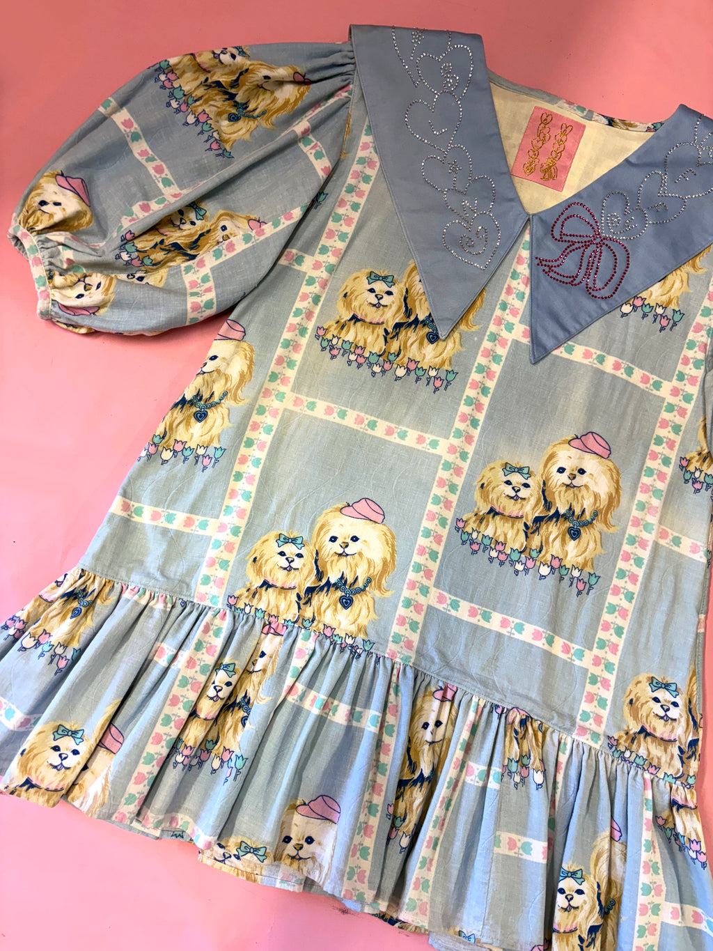 Cute Puppies Party Dress with Rhinestone Collar *SAMPLE*