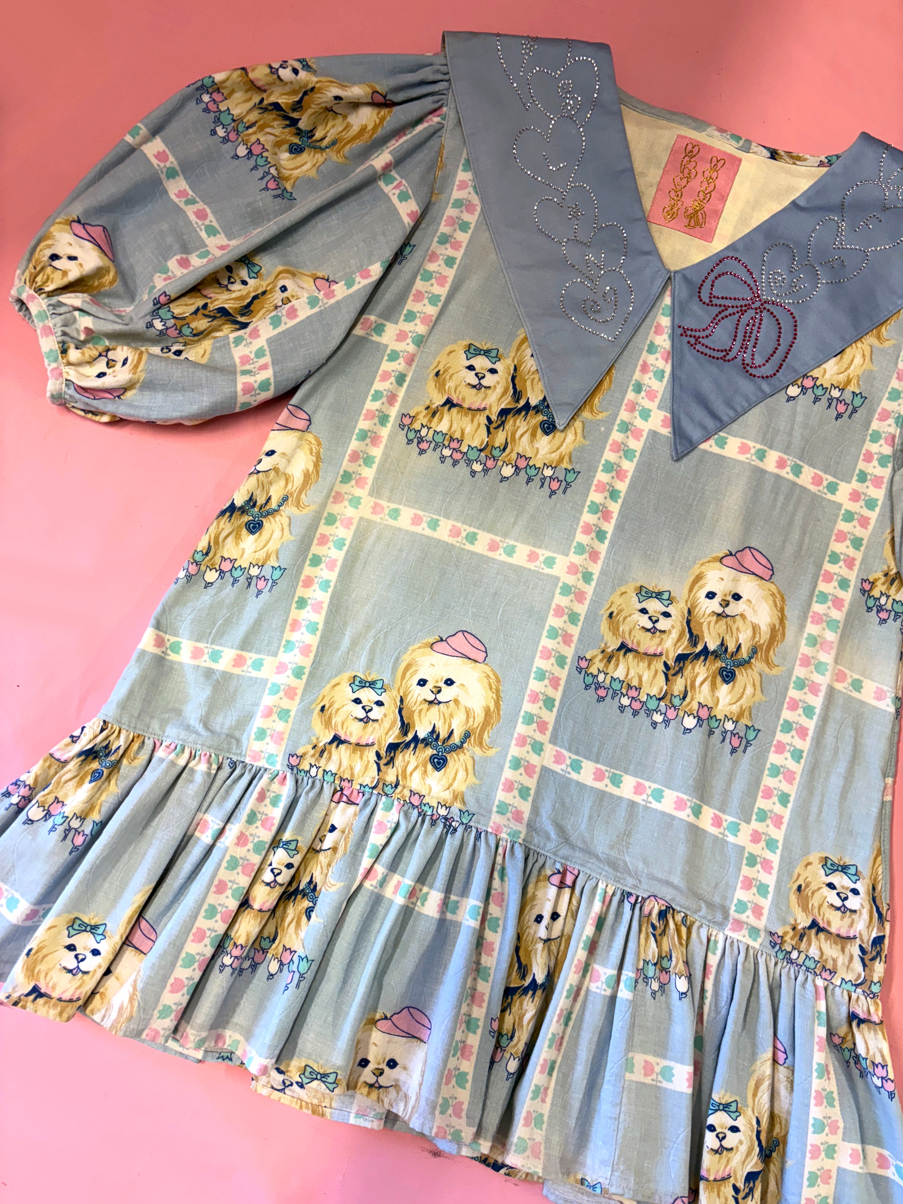 Cute Puppies Party Dress with Rhinestone Collar *SAMPLE*