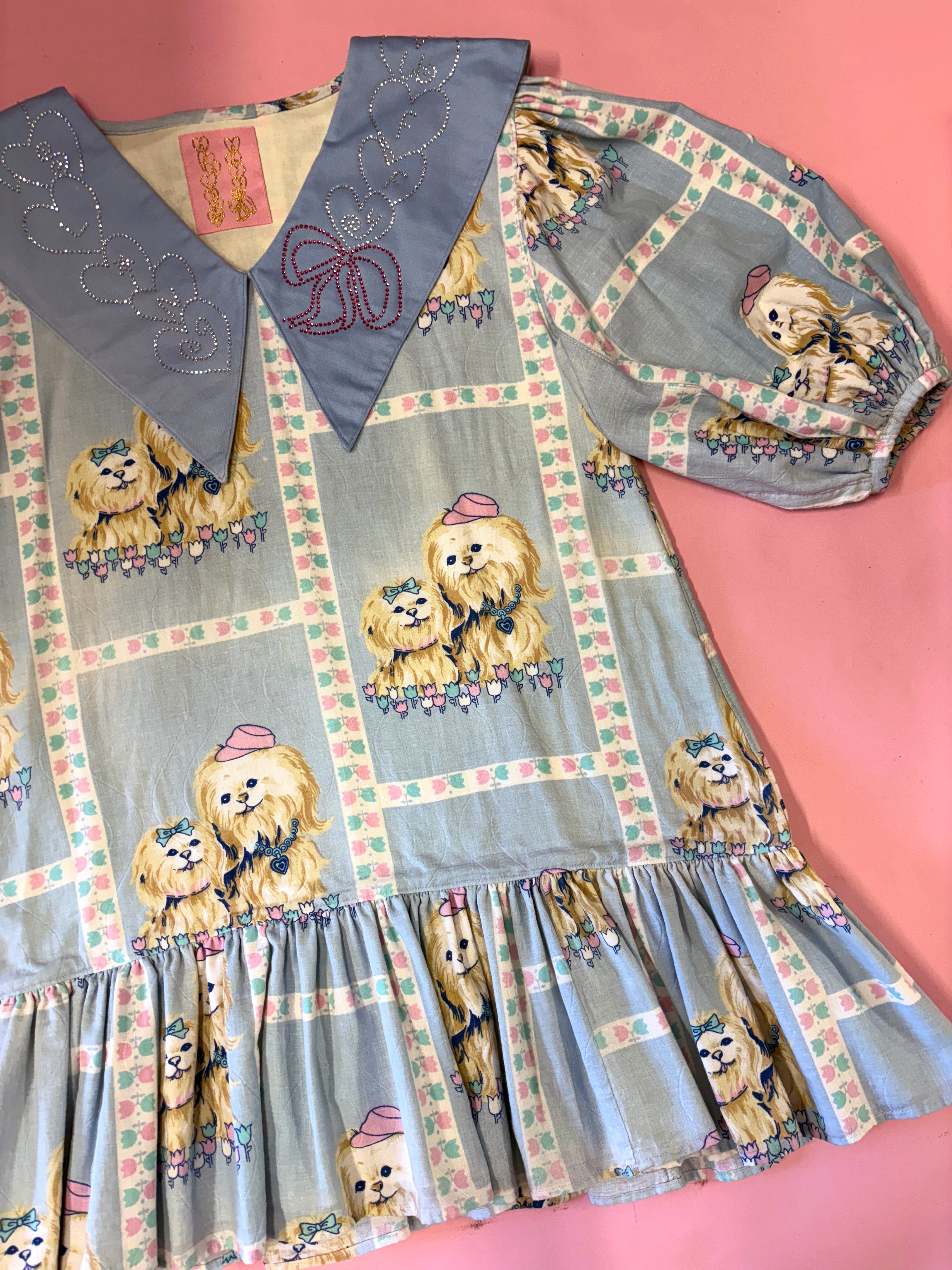 Cute Puppies Party Dress with Rhinestone Collar *SAMPLE*