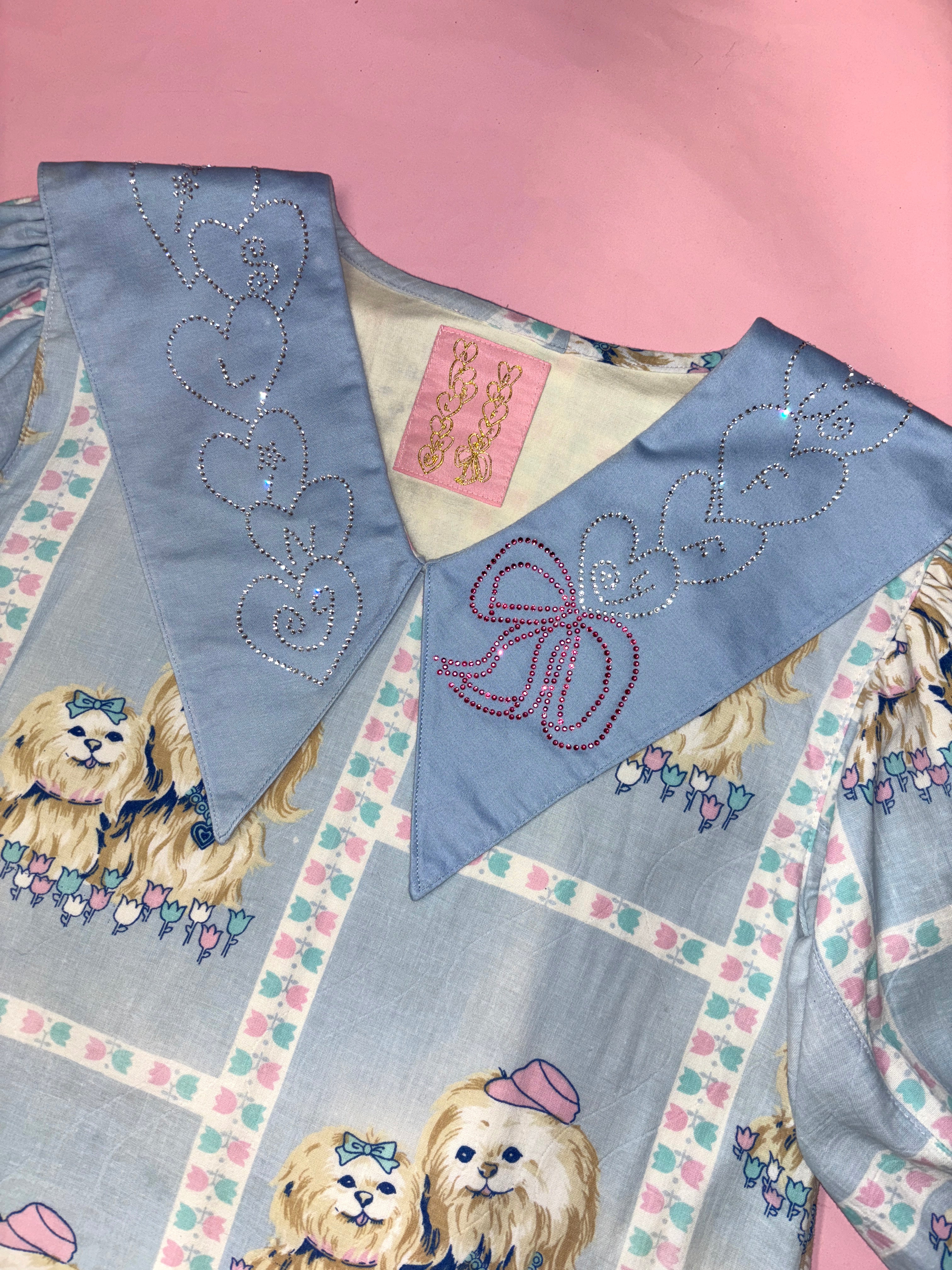 Cute Puppies Party Dress with Rhinestone Collar *SAMPLE*