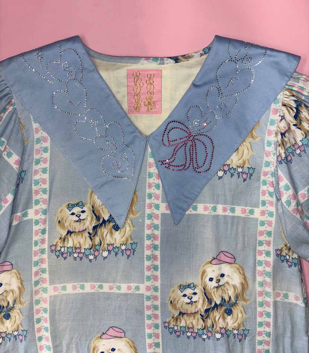 Cute Puppies Party Dress with Rhinestone Collar *SAMPLE*