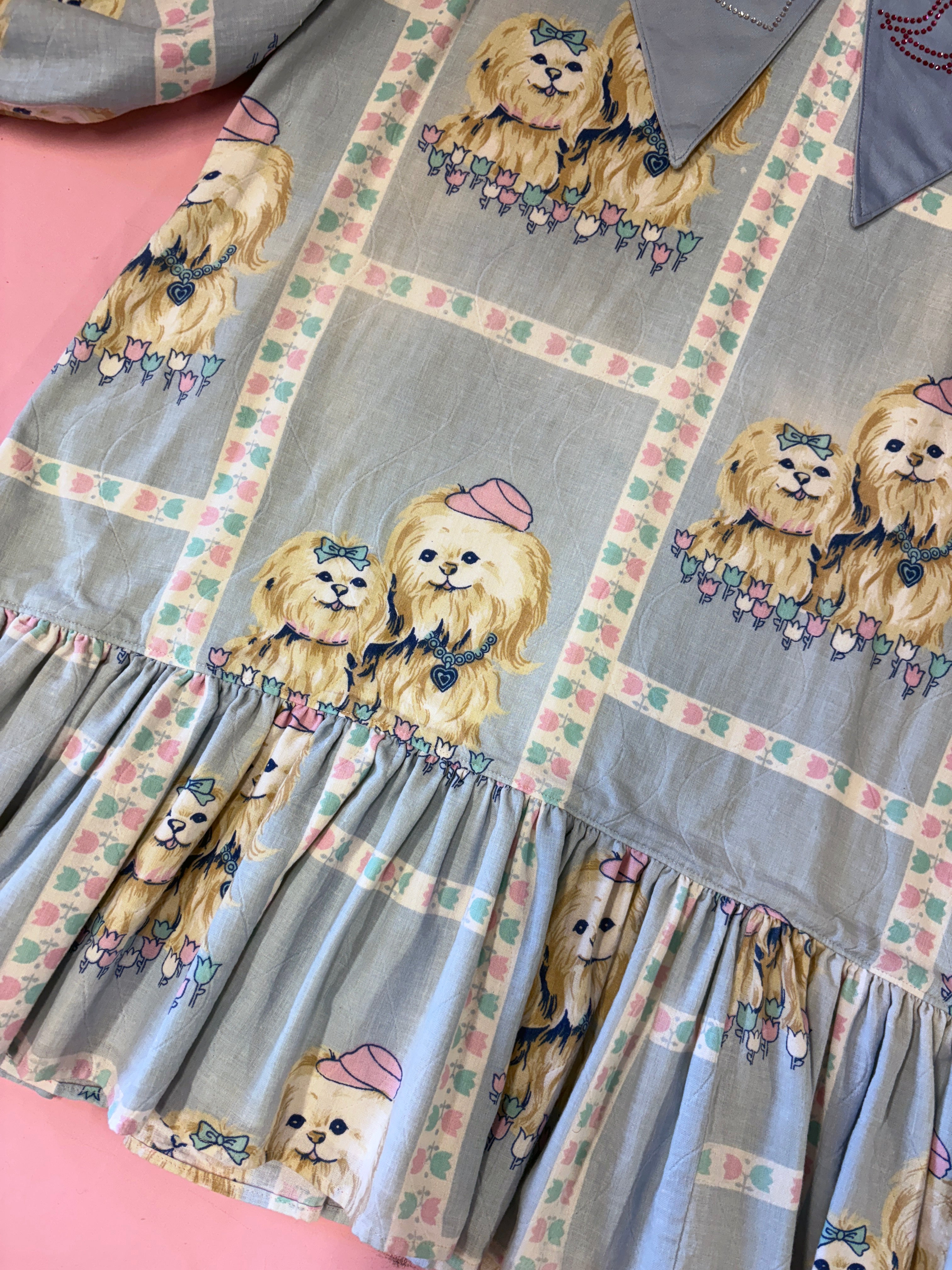 Cute Puppies Party Dress with Rhinestone Collar *SAMPLE*