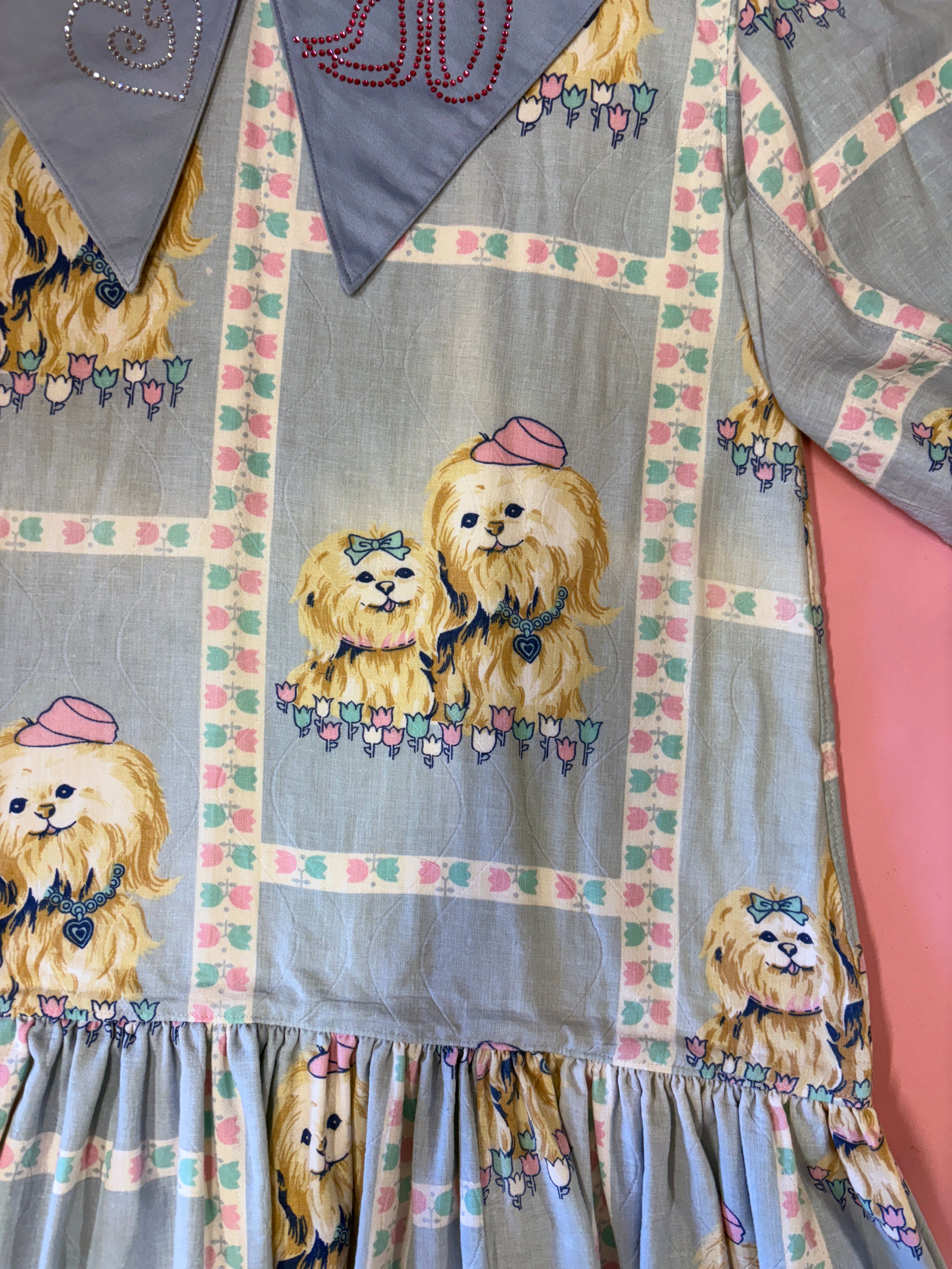 Cute Puppies Party Dress with Rhinestone Collar *SAMPLE*