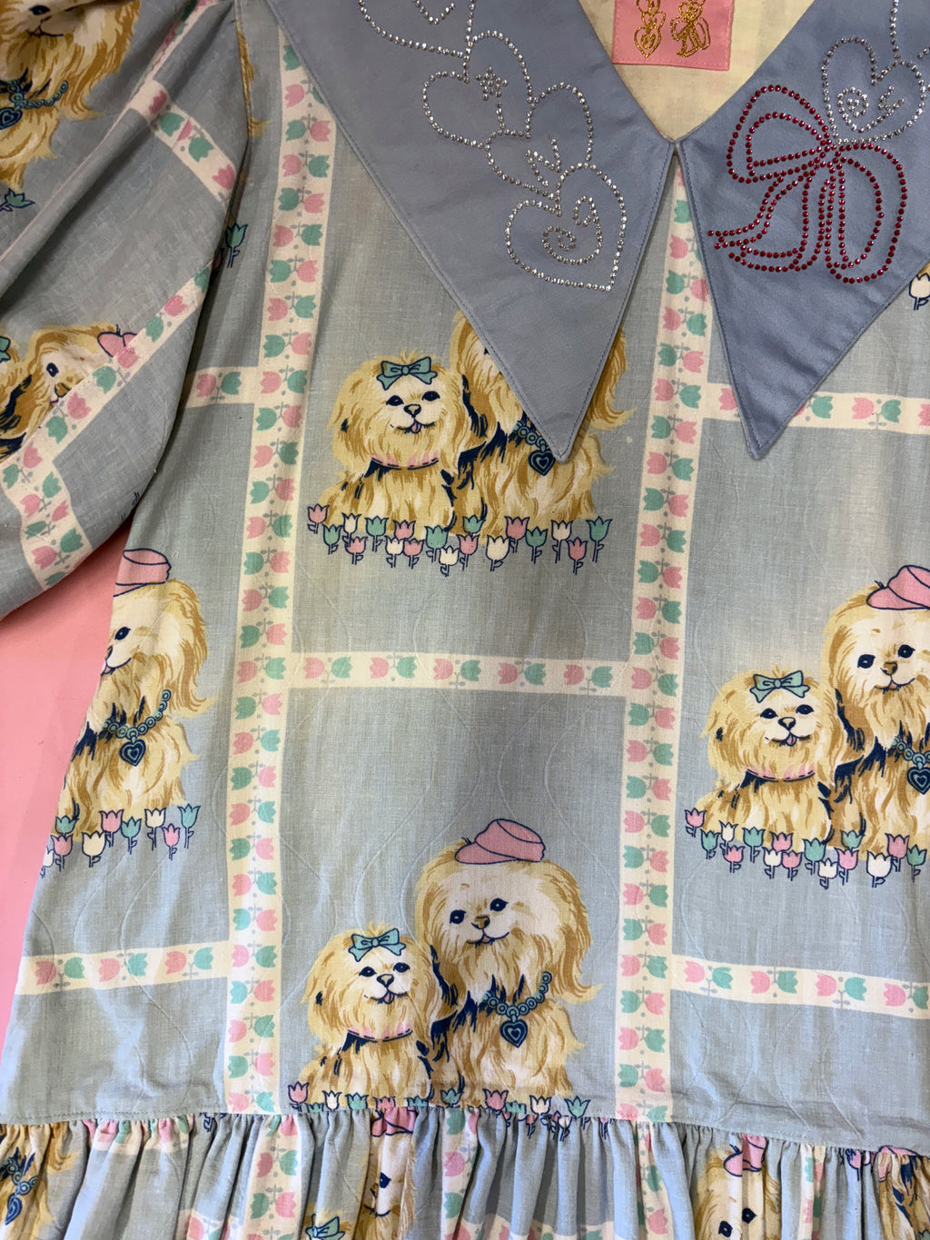 Cute Puppies Party Dress with Rhinestone Collar *SAMPLE*