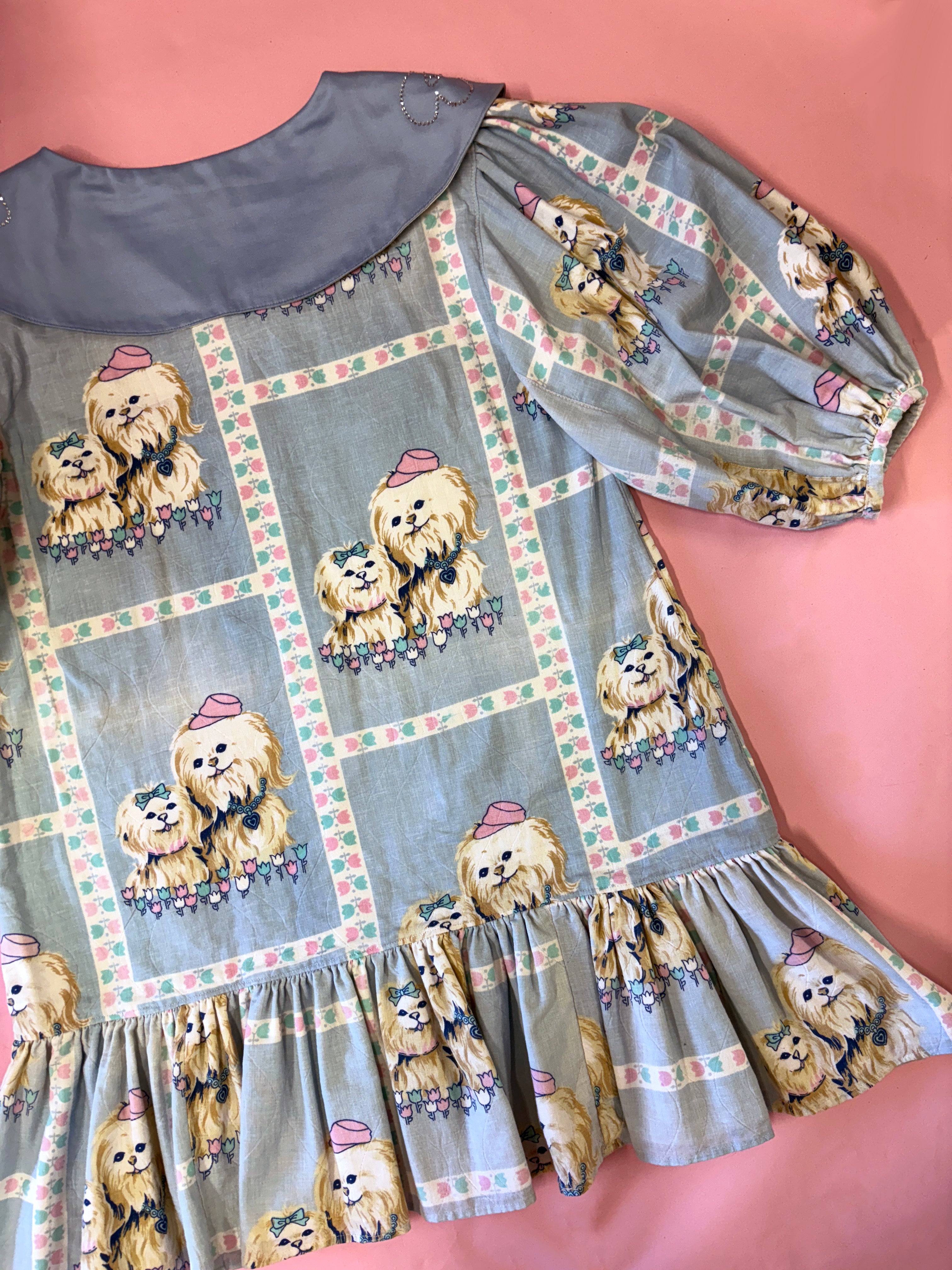 Cute Puppies Party Dress with Rhinestone Collar *SAMPLE*