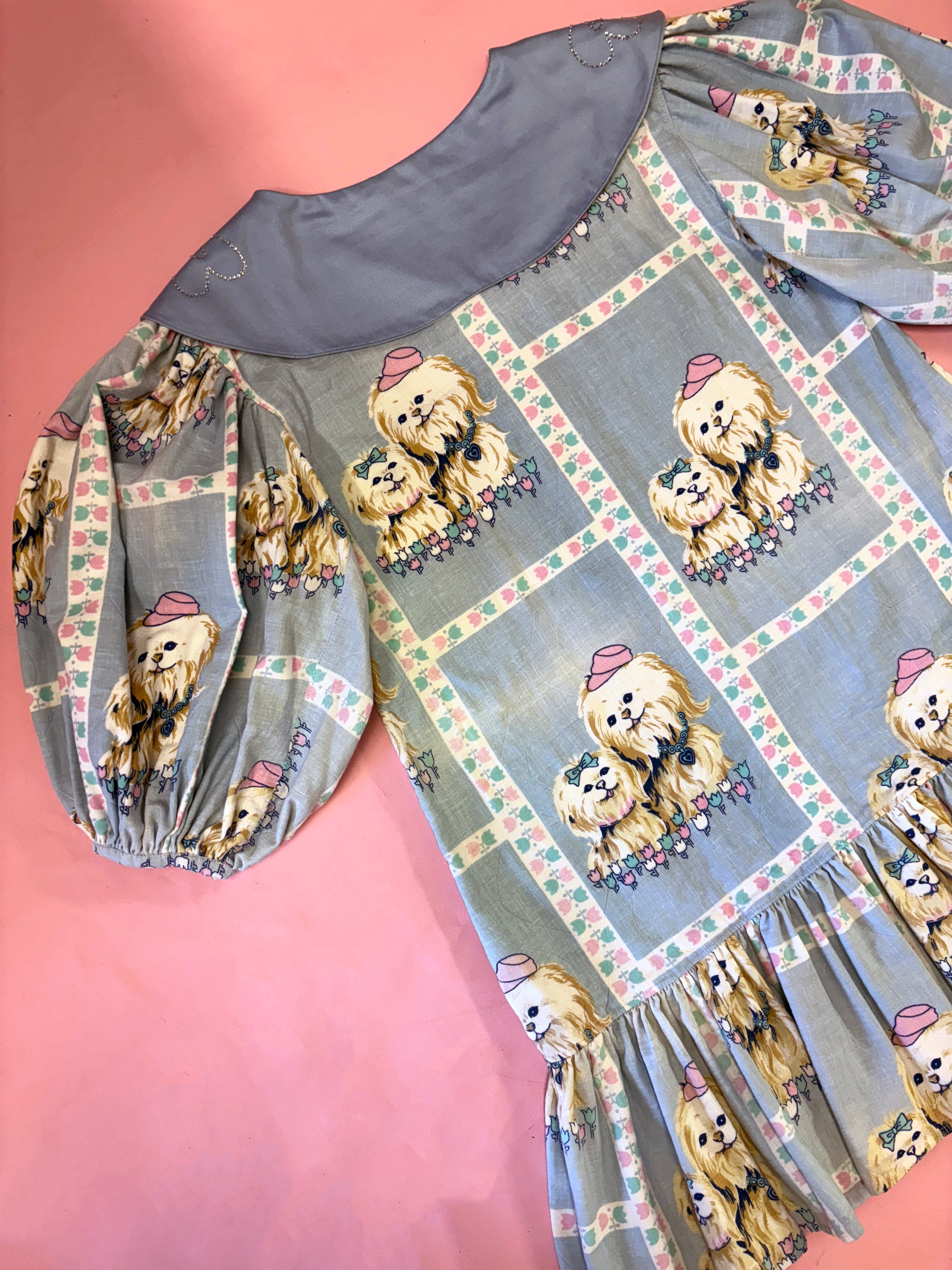 Cute Puppies Party Dress with Rhinestone Collar *SAMPLE*