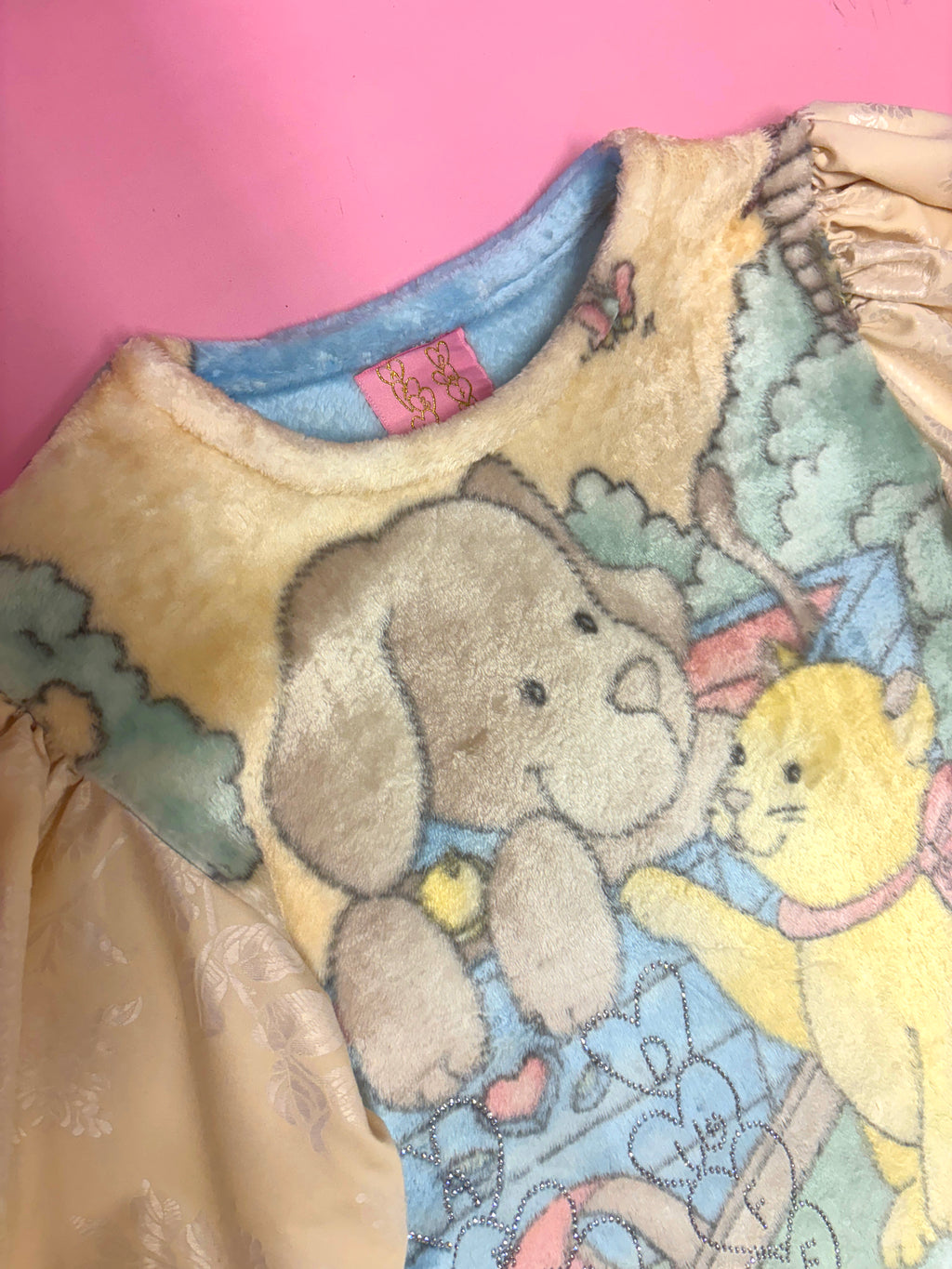 Kitten & Puppy Rhinestone Fleece Dress