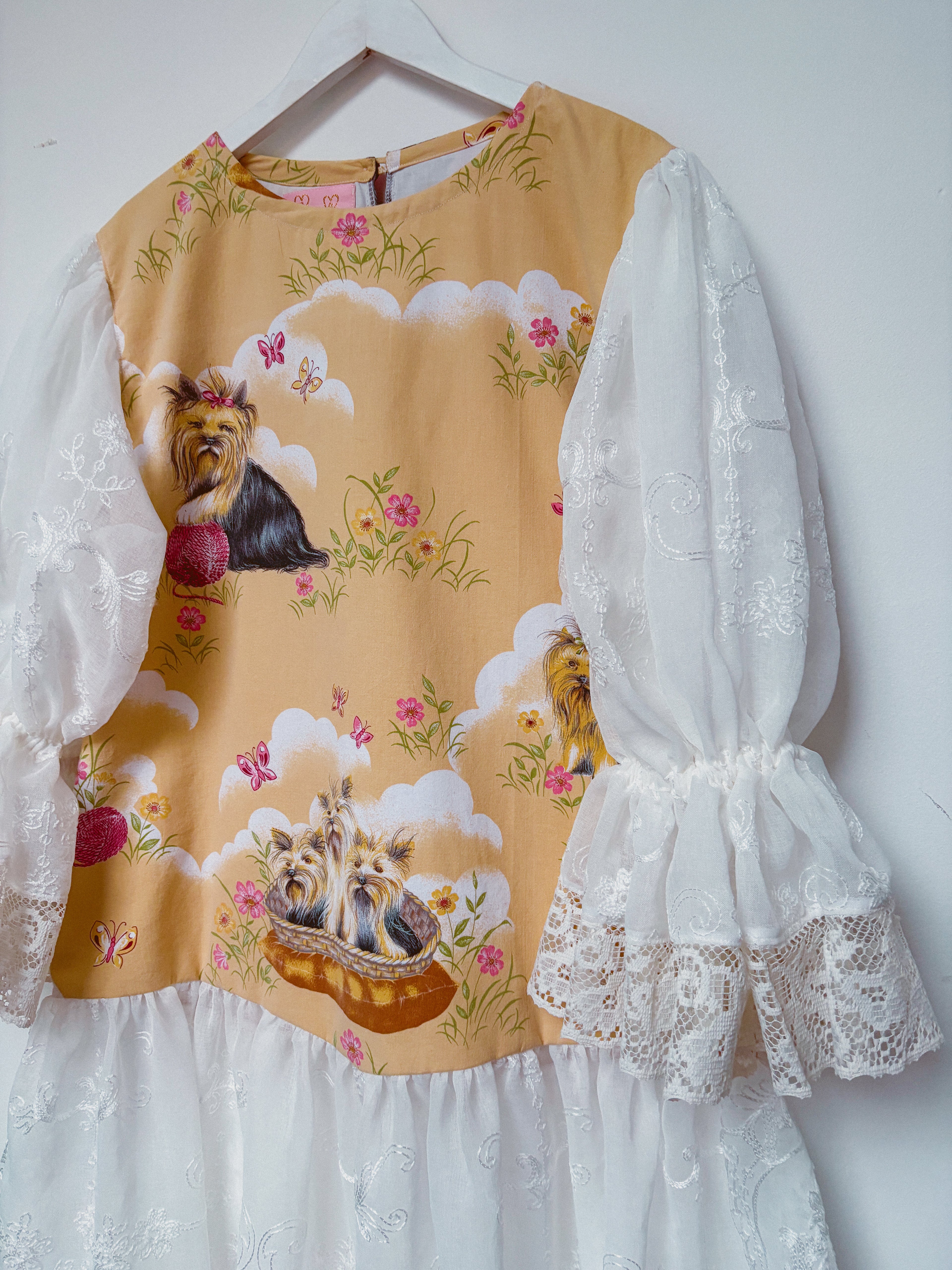 Cute Dogs in a Basket Princess Dress