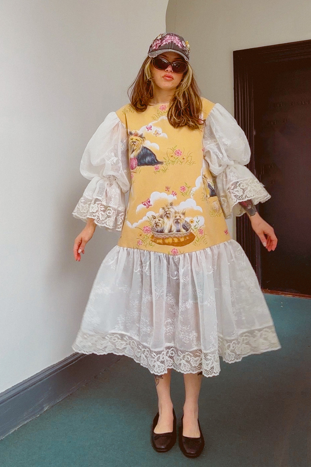 Cute Dogs in a Basket Princess Dress