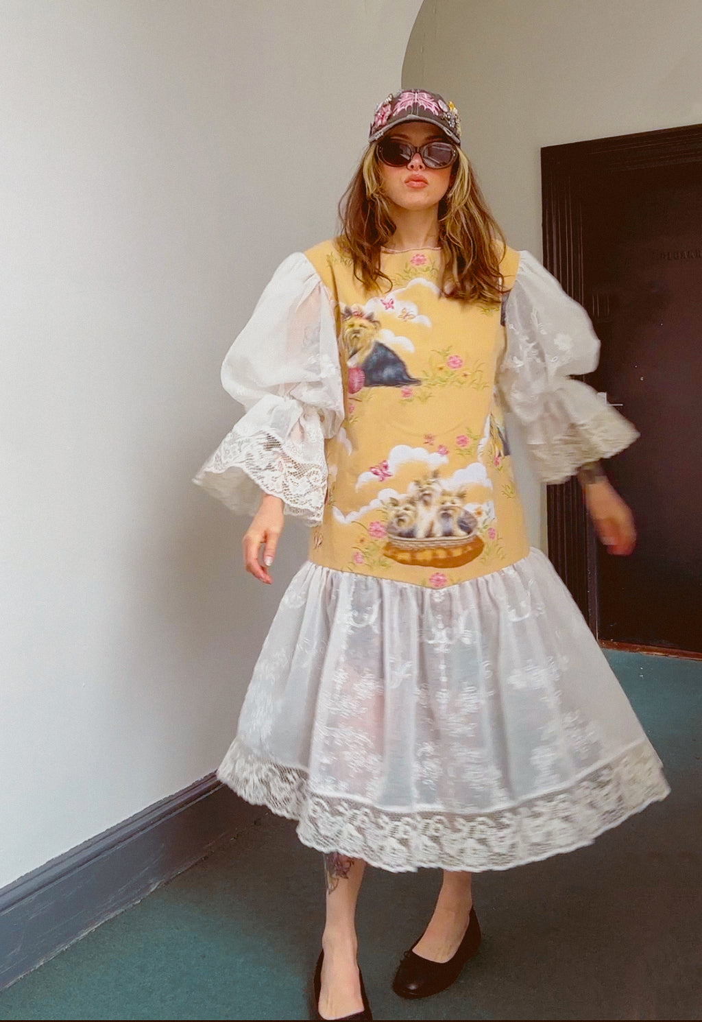 Cute Dogs in a Basket Princess Dress