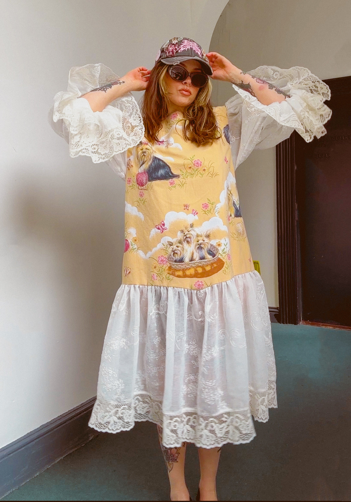 Cute Dogs in a Basket Princess Dress