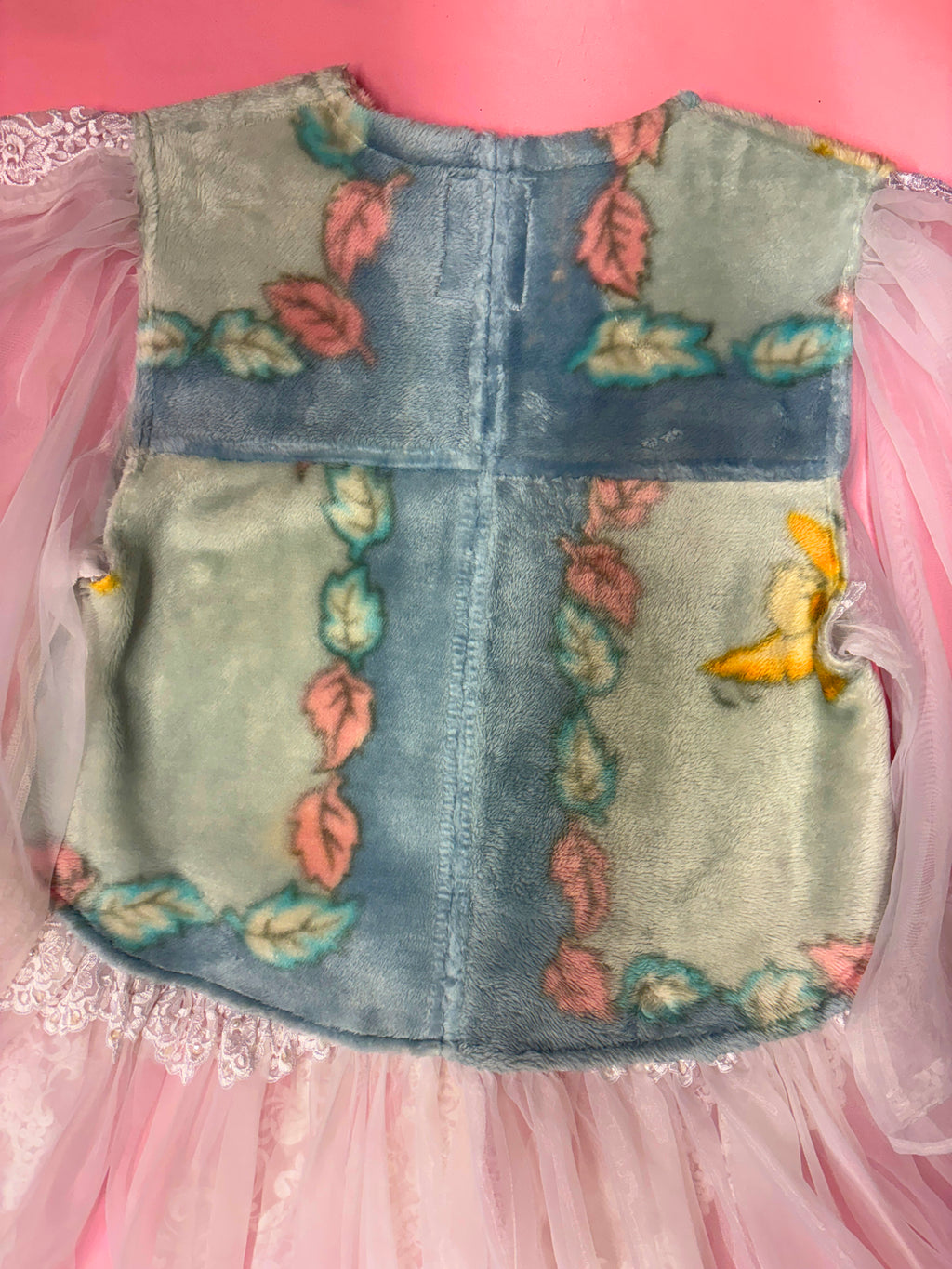 Rhinestone Fleece Sheer Lace Dress