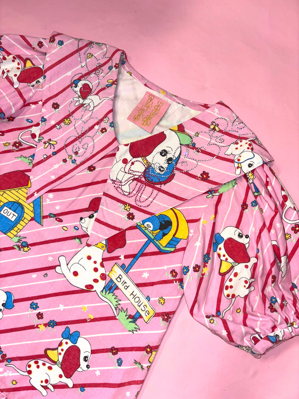 Cute Puppy Party Dress with Rhinestone Collar