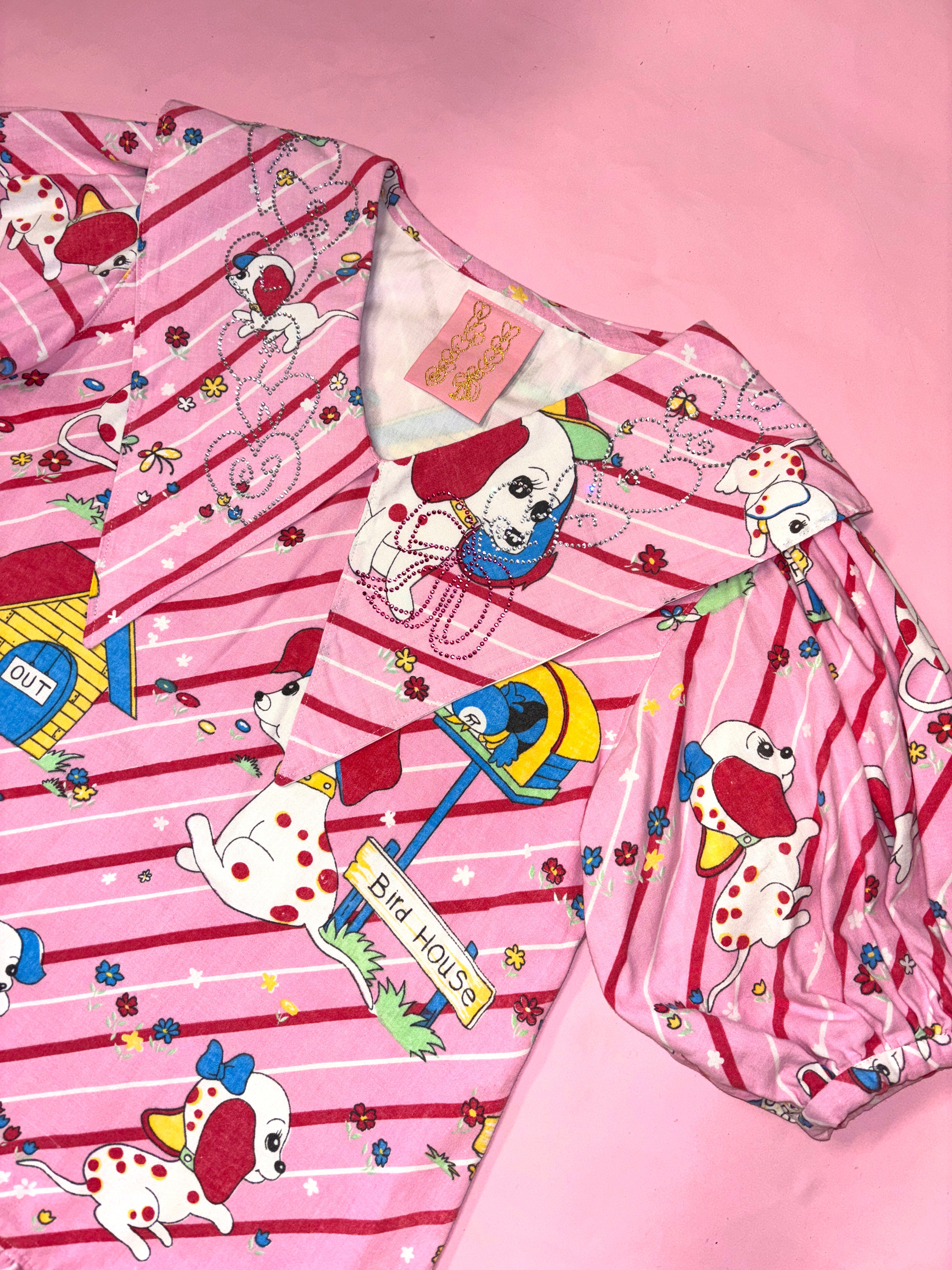 Cute Puppy Party Dress with Rhinestone Collar