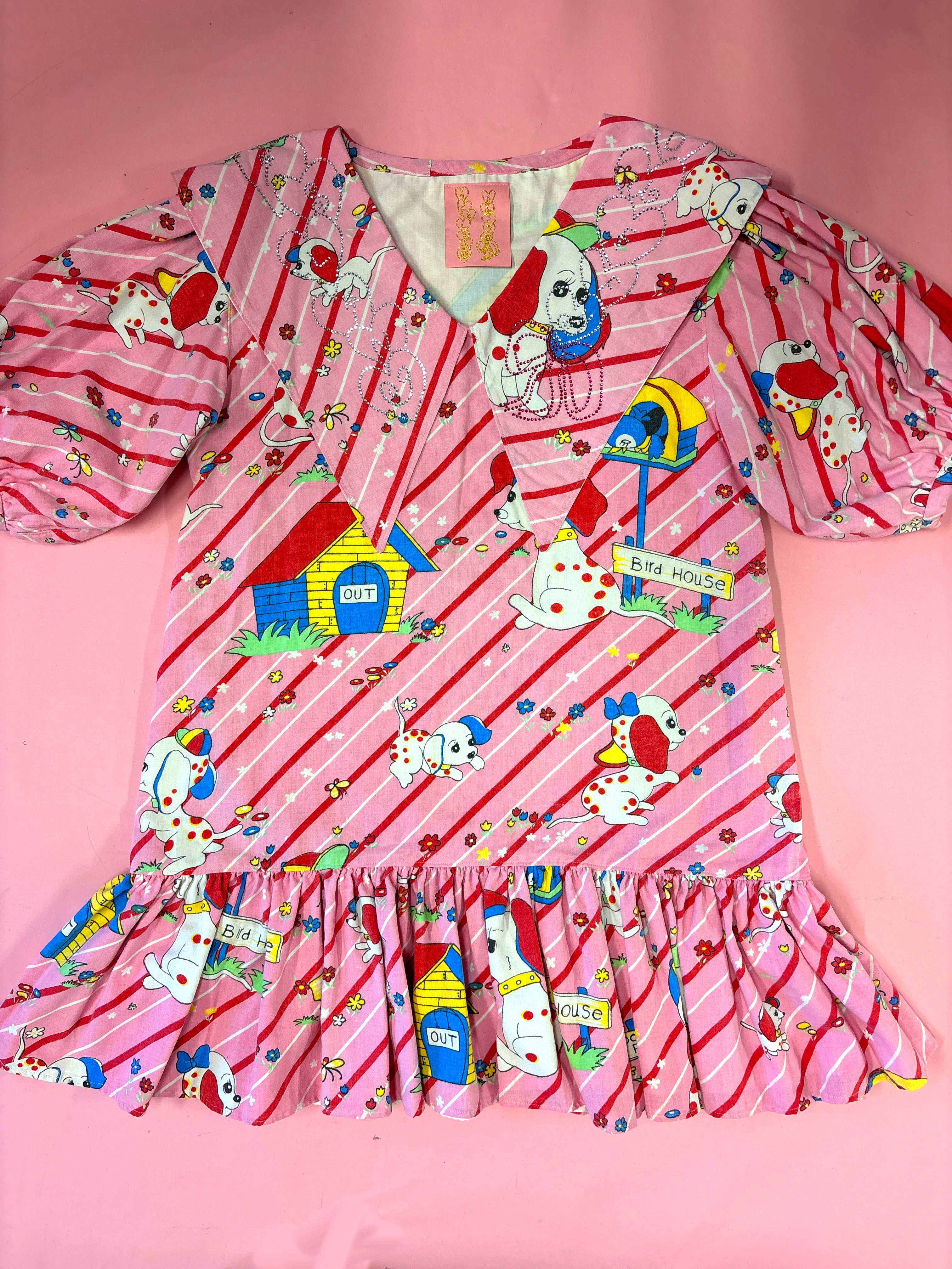 Cute Puppy Party Dress with Rhinestone Collar