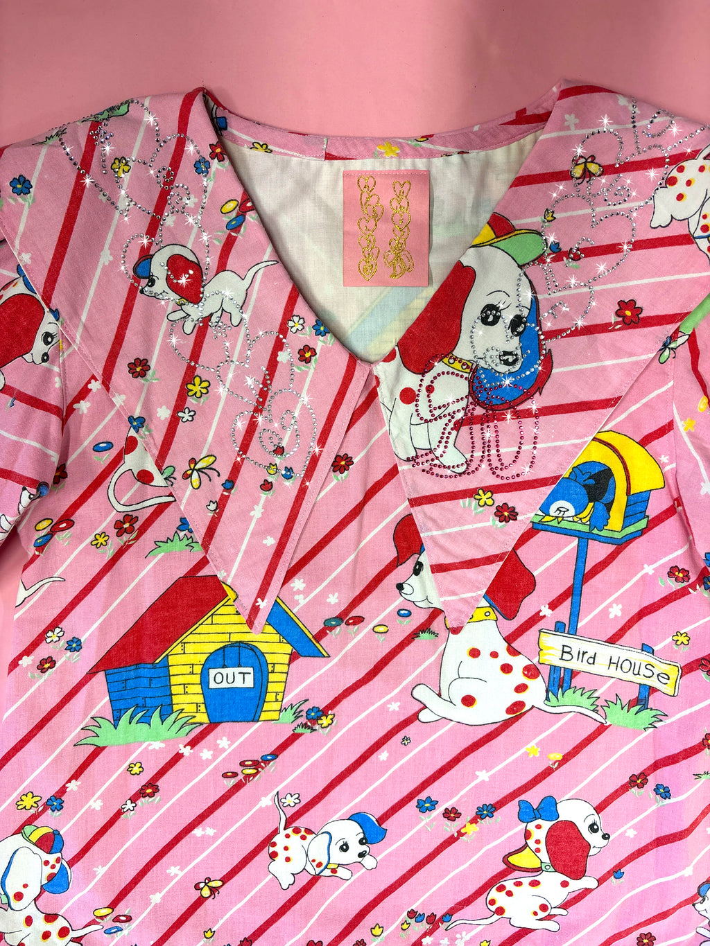 Cute Puppy Party Dress with Rhinestone Collar