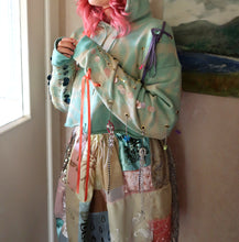 AW20 Cropped Embellished Hoodie Turquoise