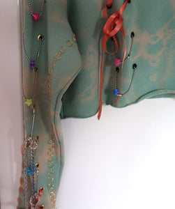 AW20 Cropped Embellished Hoodie Turquoise