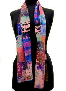 Postcards To Exeter ~ Georgette Long Printed Scarf ~ 2018 Collection