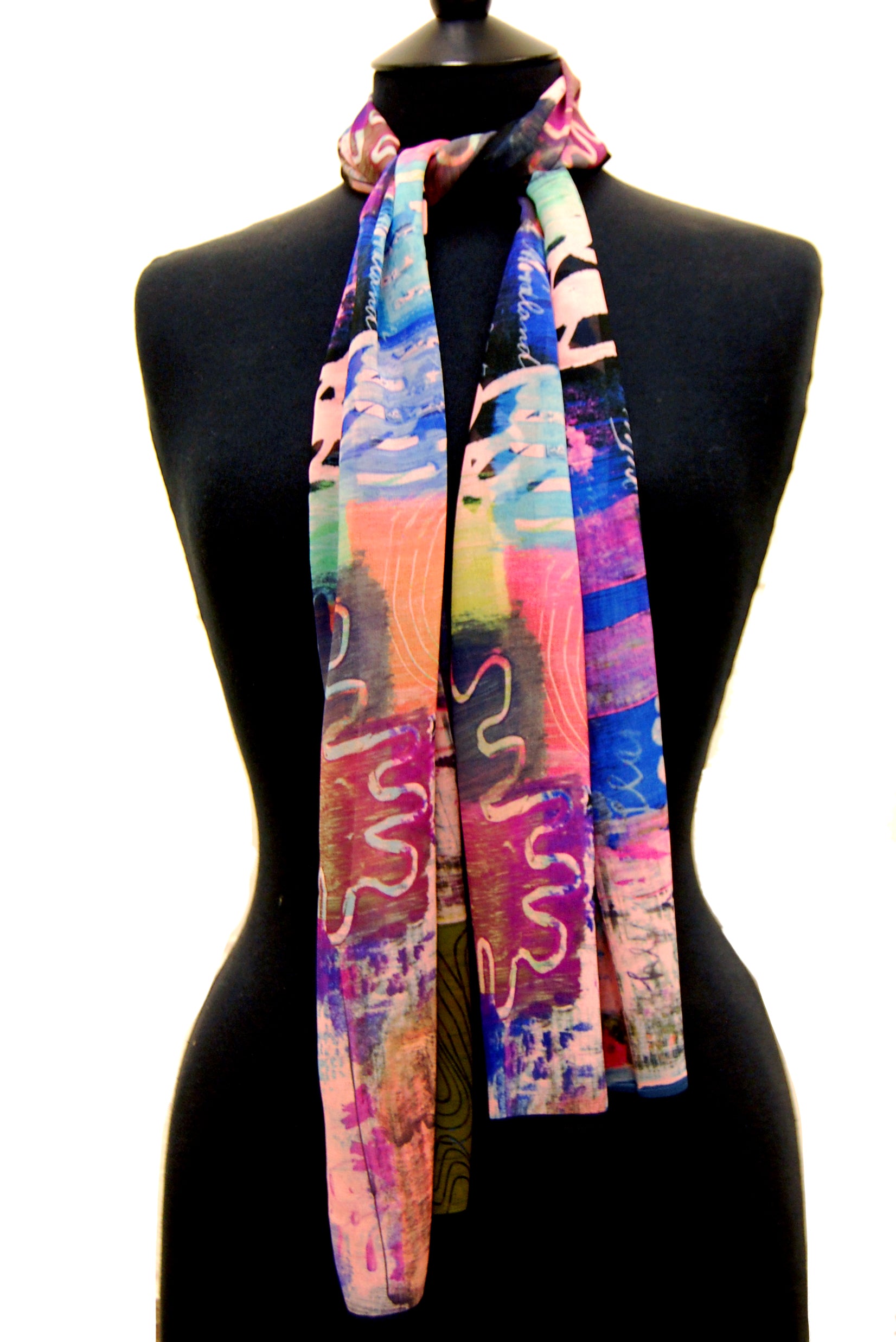 Postcards To Exeter ~ Georgette Long Printed Scarf ~ 2018 Collection