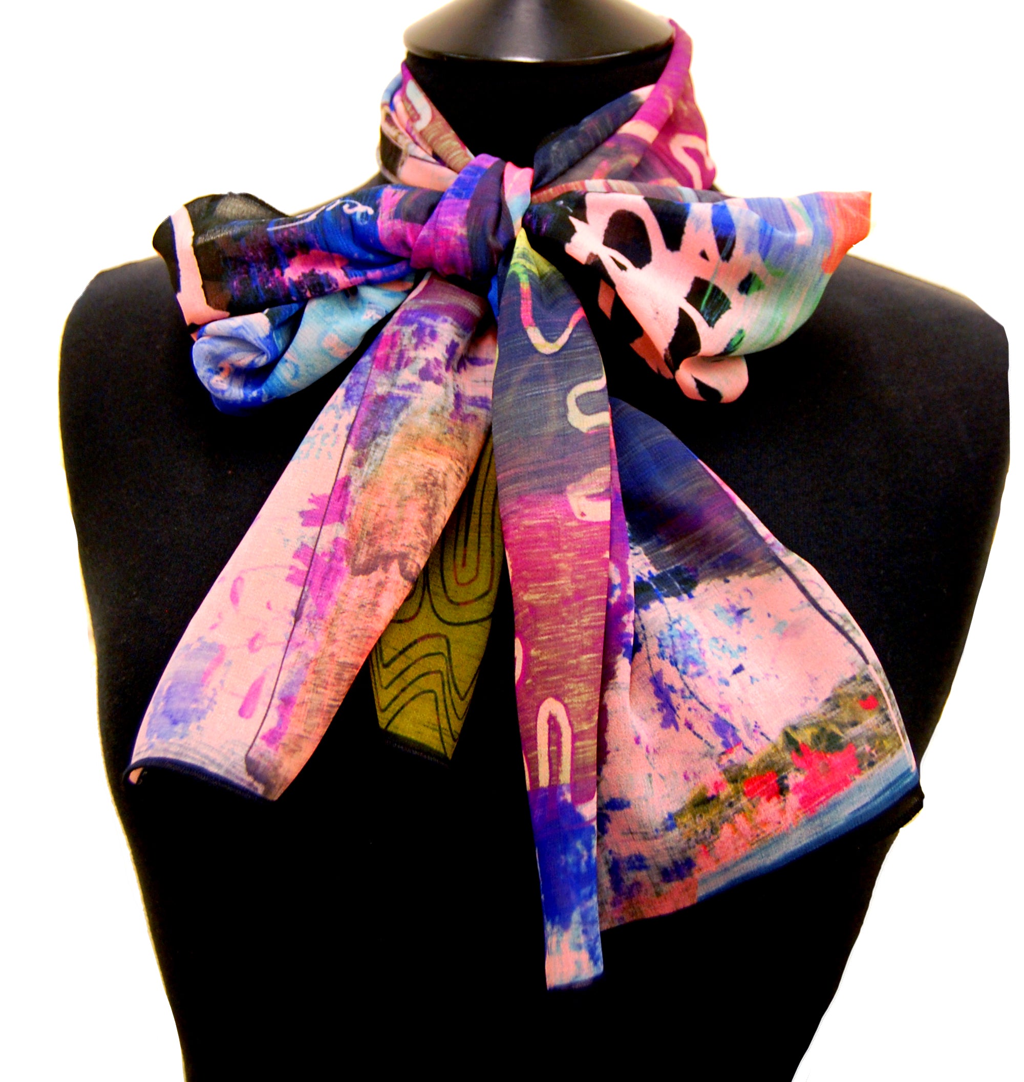 Postcards To Exeter ~ Georgette Long Printed Scarf ~ 2018 Collection