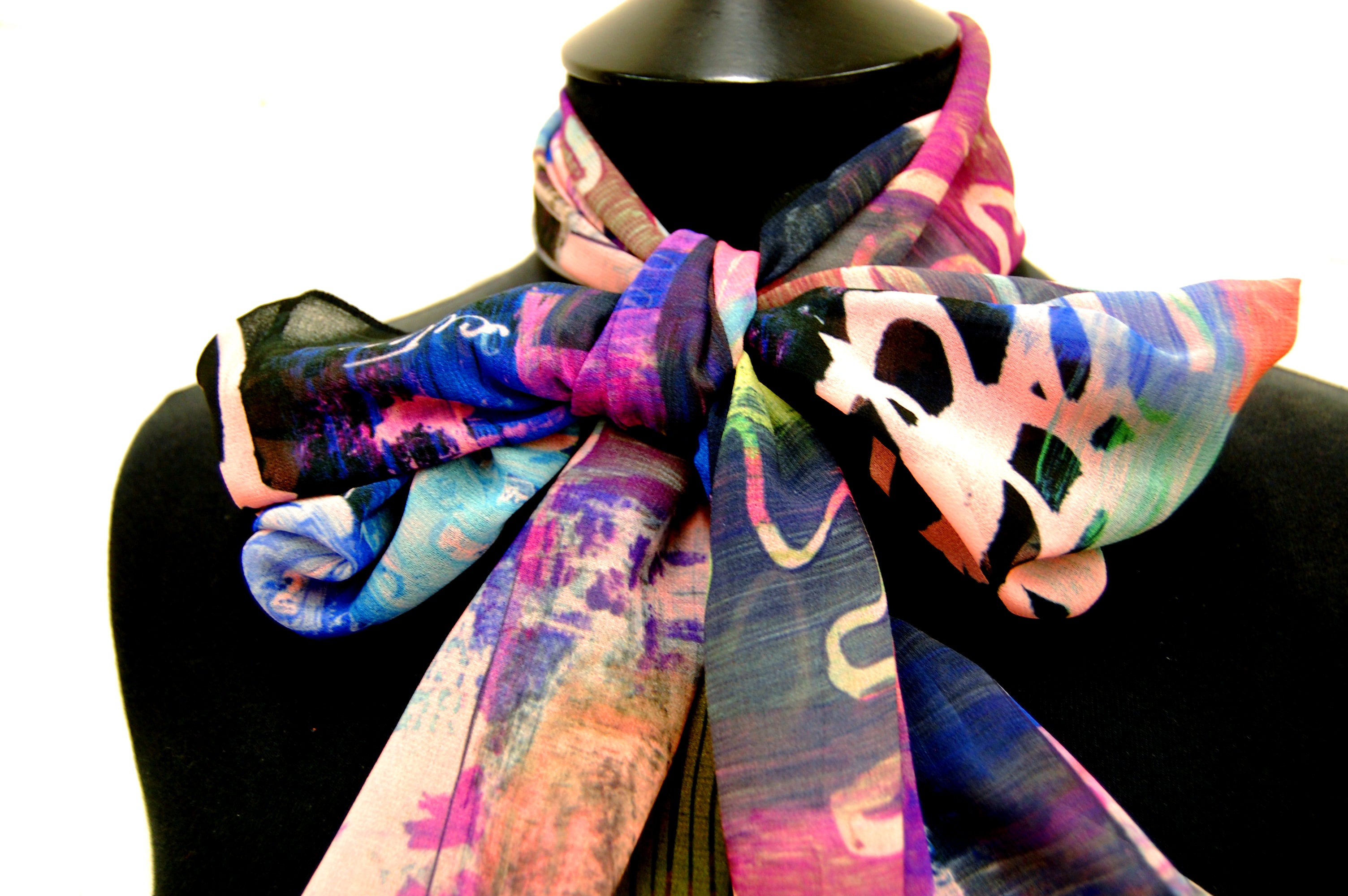 Postcards To Exeter ~ Georgette Long Printed Scarf ~ 2018 Collection