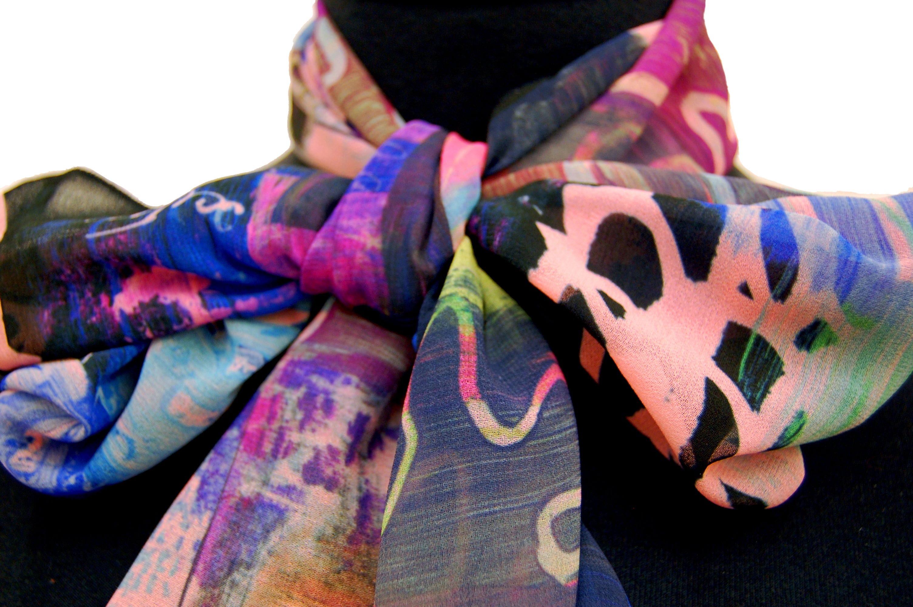 Postcards To Exeter ~ Georgette Long Printed Scarf ~ 2018 Collection