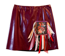 AW20 Blood Red Diamonte & Ribbon Patch Vinyl Skirt ★𝙐𝙥𝙘𝙮𝙘𝙡𝙚𝙙 𝙎𝙠𝙞𝙧𝙩 ★