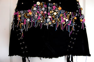 AW19 Hand~Embellished Upcycled Skirt UK XS ★𝙐𝙥𝙘𝙮𝙘𝙡𝙚𝙙 𝙎𝙠𝙞𝙧𝙩 ★