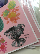 Kitten & Floral Pink Art Print