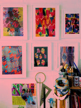 A4 Patchwork Floral Painting Art Print