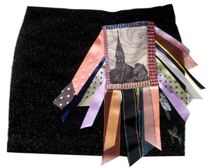 AW19 Black Glittery Diamonte & Ribbon Upcycled Skirt