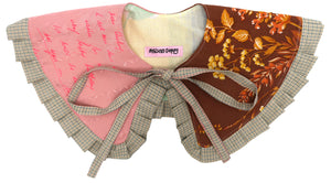 ༺♥ Pink Notes & Brown Floral Patchwork Collar ✧ 𝓢𝓹𝓻𝓲𝓷𝓰/𝓢𝓾𝓶𝓶𝓮𝓻 22 ♥༻