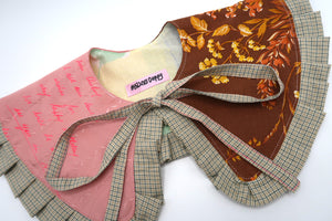 ༺♥ Pink Notes & Brown Floral Patchwork Collar ✧ 𝓢𝓹𝓻𝓲𝓷𝓰/𝓢𝓾𝓶𝓶𝓮𝓻 22 ♥༻