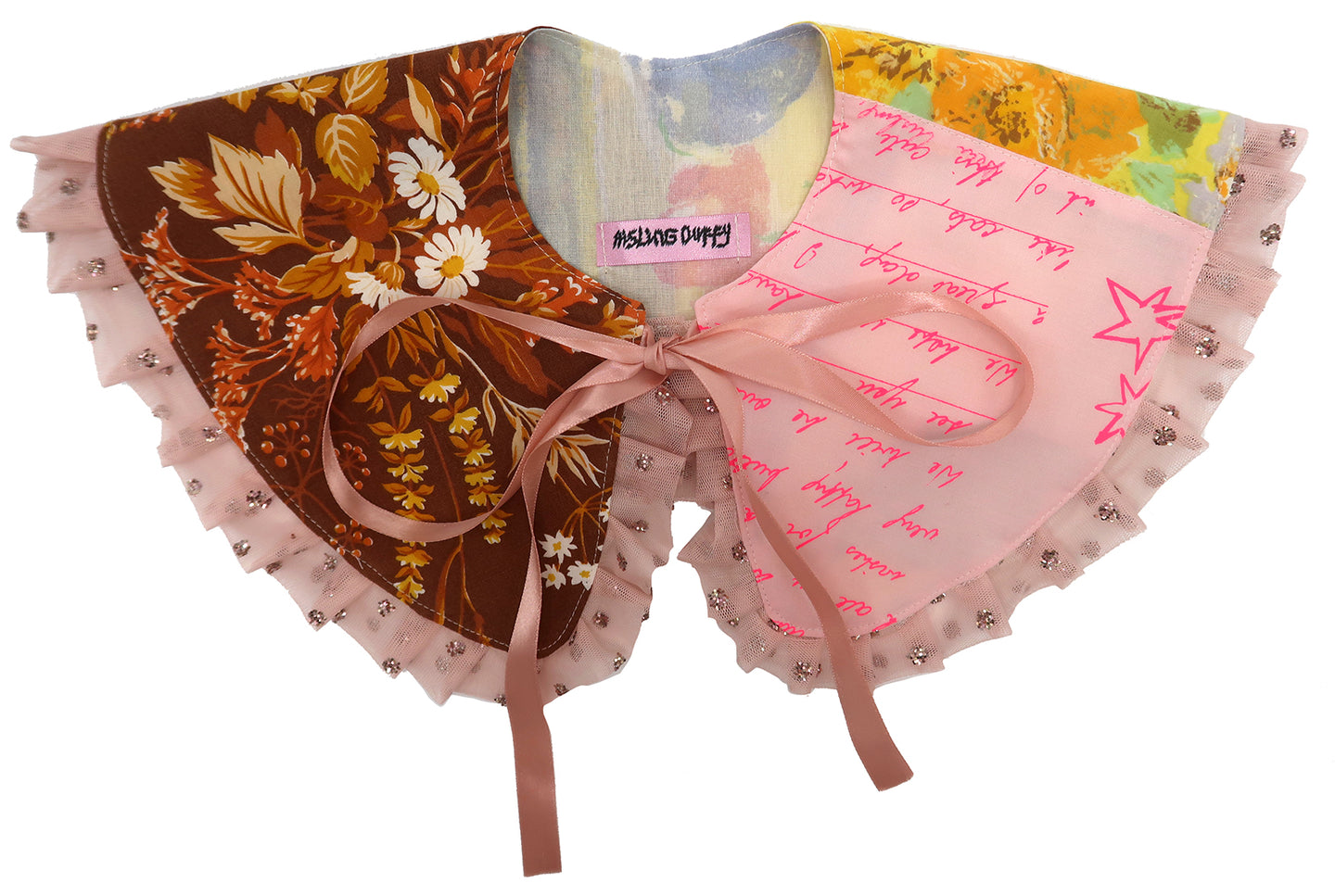 ༺♥ Notes & Brown Floral Patchwork Collar ✧ 𝓢𝓹𝓻𝓲𝓷𝓰/𝓢𝓾𝓶𝓶𝓮𝓻 22 ♥༻