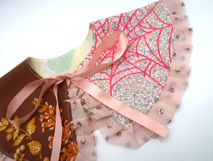༺♥ Pink Spiderweb Brown Patchwork Collar ✧ 𝓢𝓹𝓻𝓲𝓷𝓰/𝓢𝓾𝓶𝓶𝓮𝓻 22 ♥༻