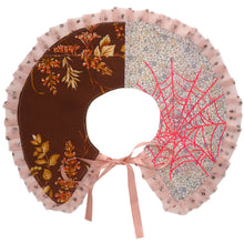 ༺♥ Pink Spiderweb Brown Patchwork Collar ✧ 𝓢𝓹𝓻𝓲𝓷𝓰/𝓢𝓾𝓶𝓶𝓮𝓻 22 ♥༻