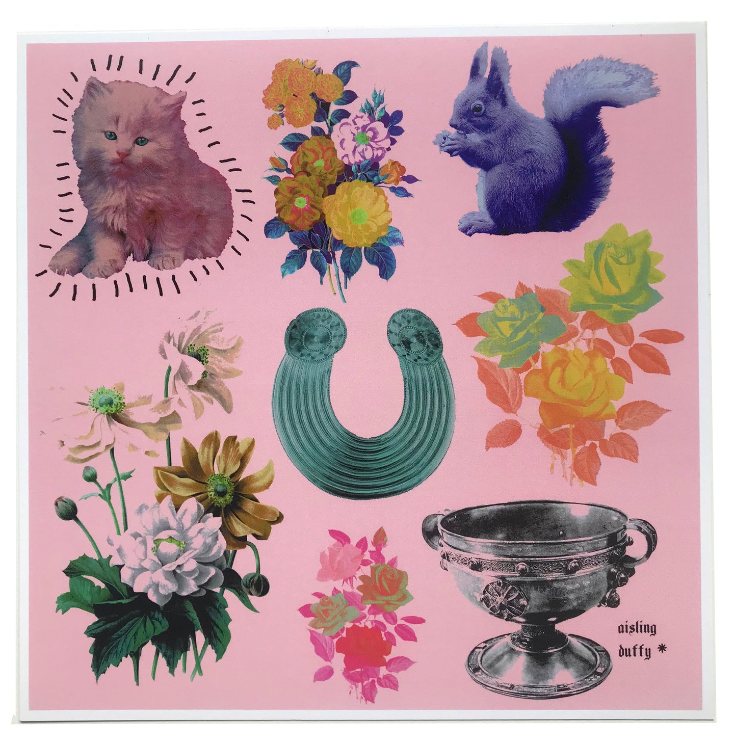 Kitten & Floral Pink Art Print