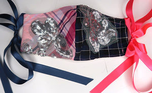 Pink & Blue Check & Sequin Patchwork