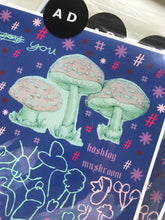 Hashtag Mushroom & Cat Collage Art Print