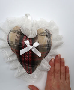 ♡ Lace Tartan Heart Decoration ♡