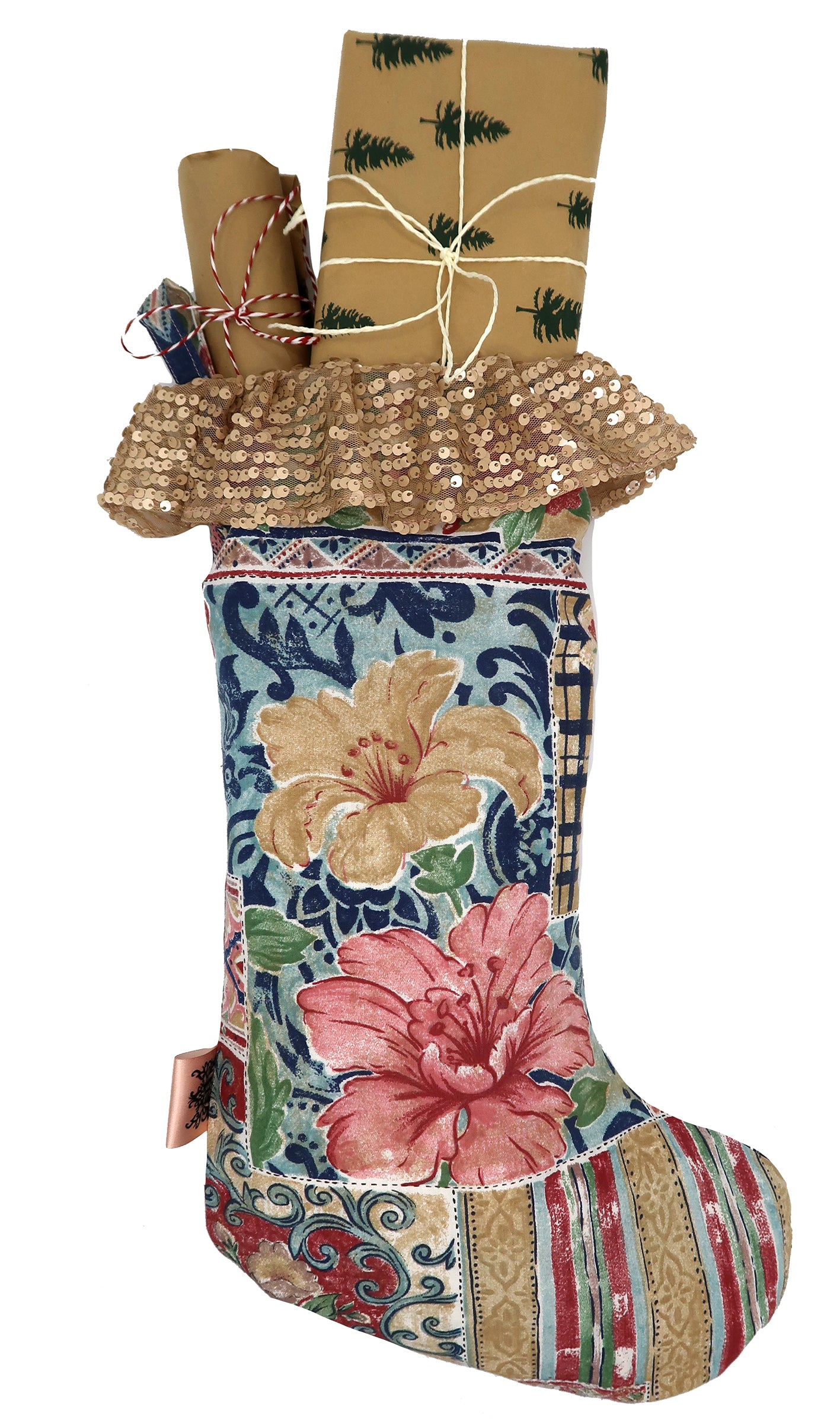 ❅ Sequin & Vintage Print Stocking ❅ Christmas 22