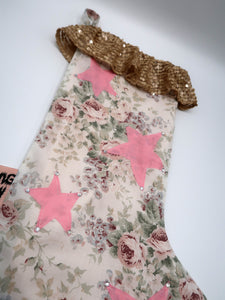 ❅ Diamonté Star Floral Stocking ❅ Christmas 22